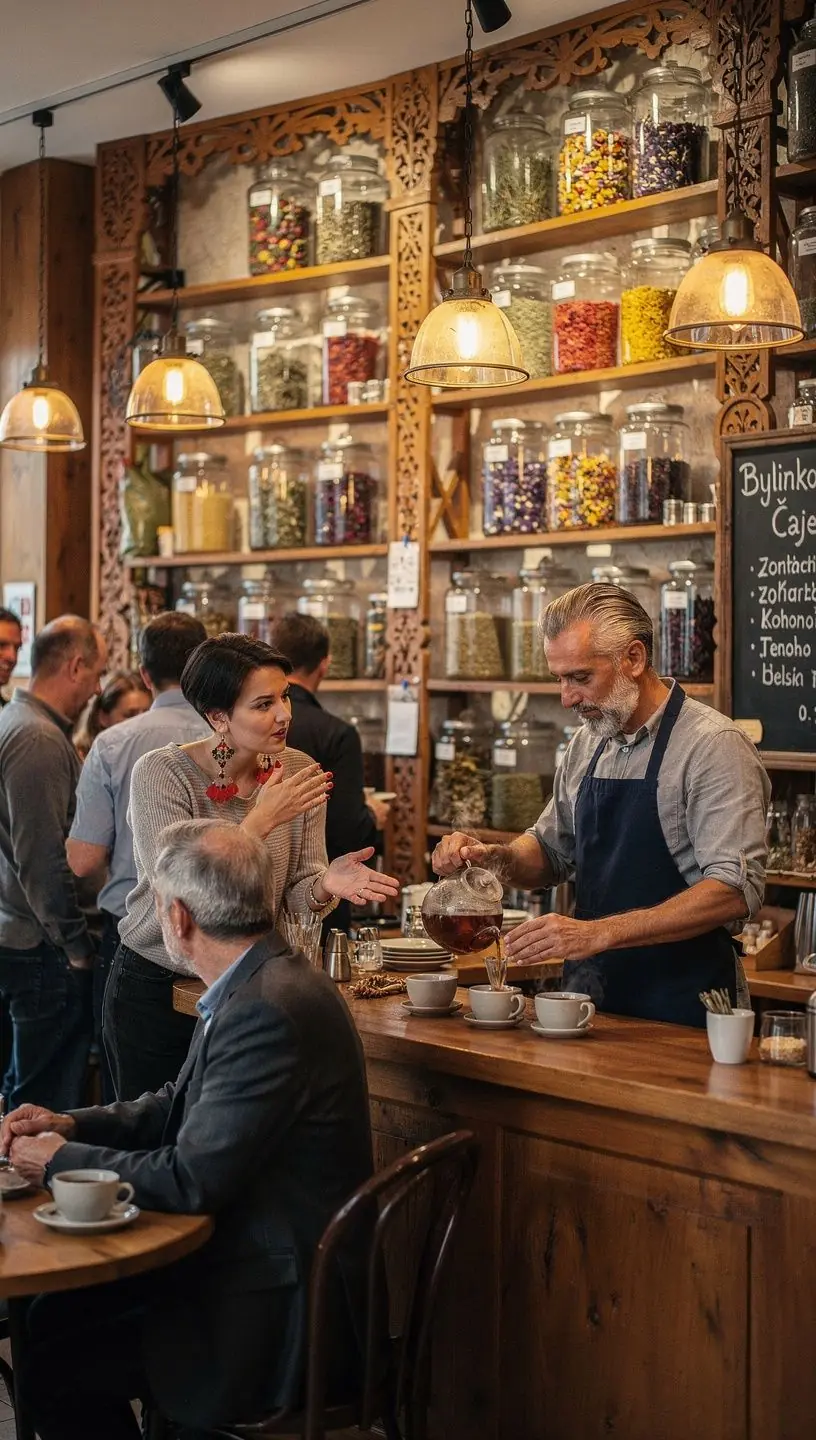 Pohľad na čajovú kanvicu s jemným parom, ktorá naznačuje čerstvo uvarený bylinkový čaj.