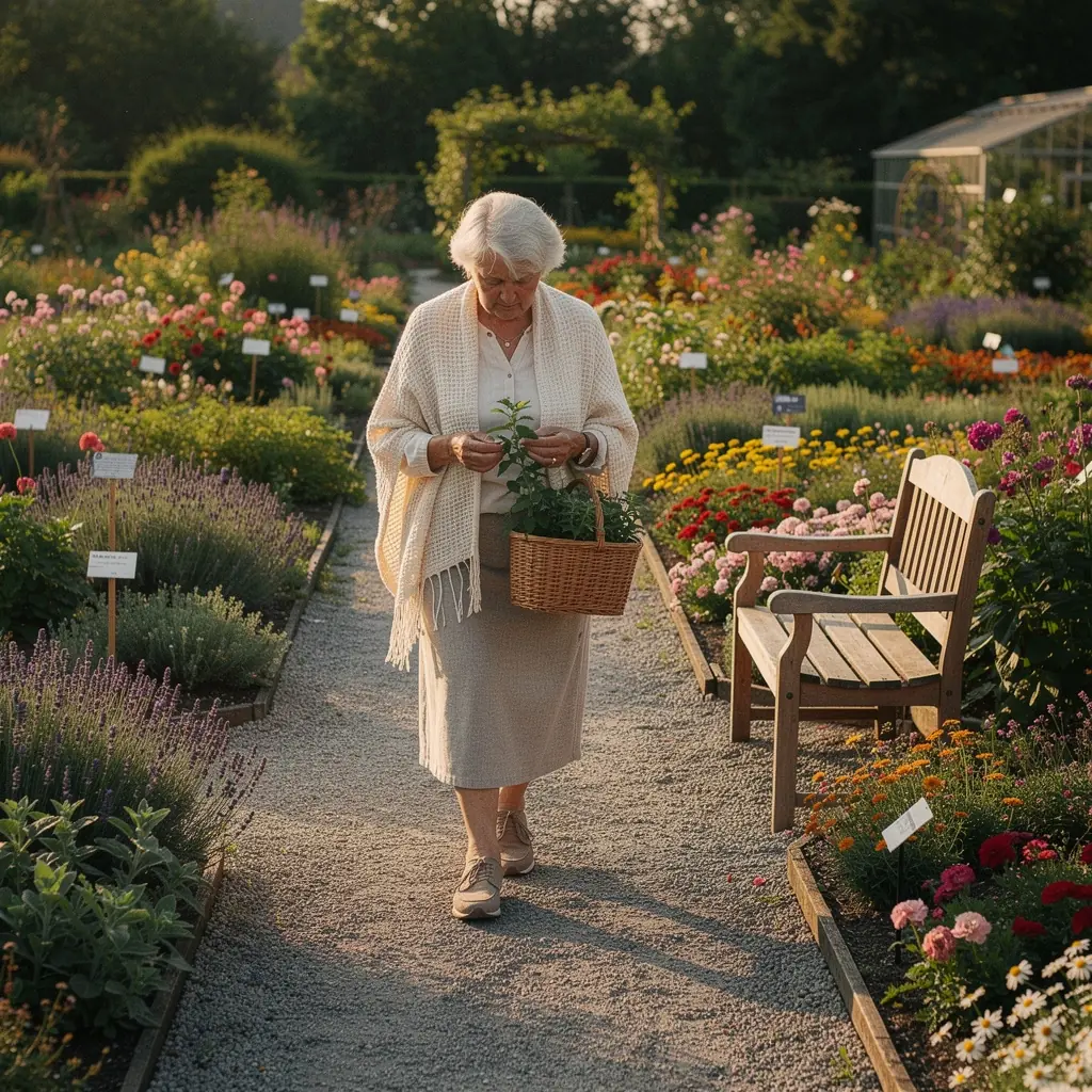 Ručne zbierané bylinky rozložené na bielom tanieri, pripravené na zhotovenie čajového nápoja.